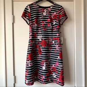 Adrianna Papell Floral Striped A-Line Dress